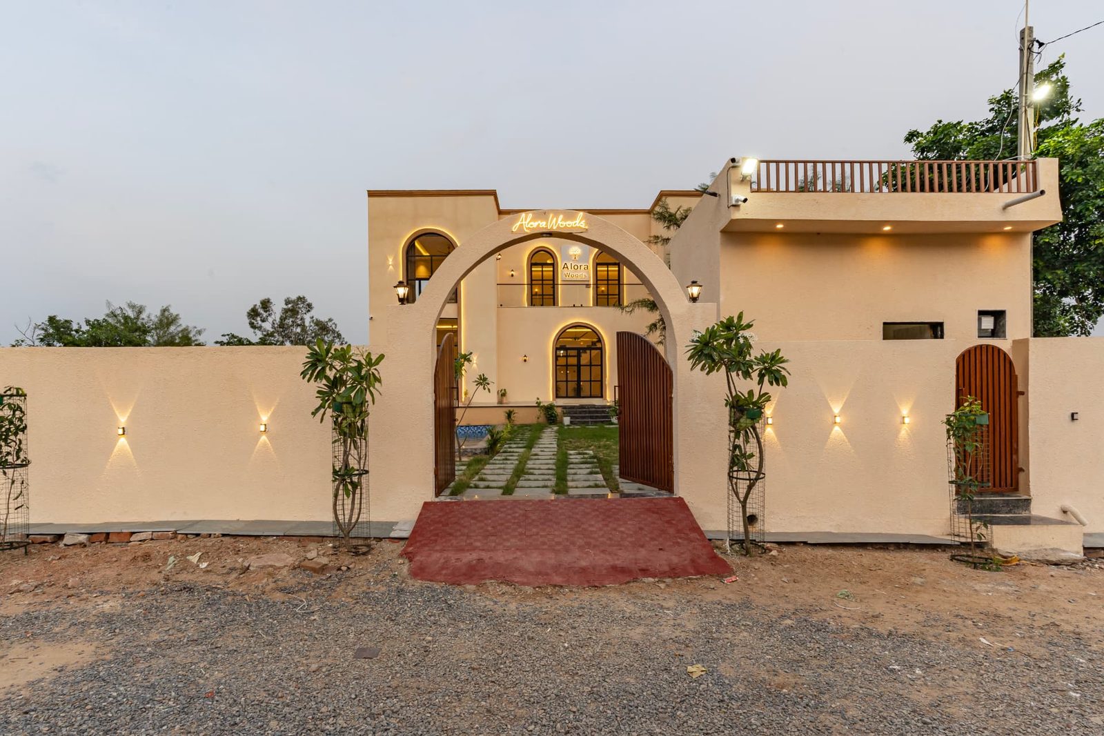 Arched entrance gate of Alora Woods Villa